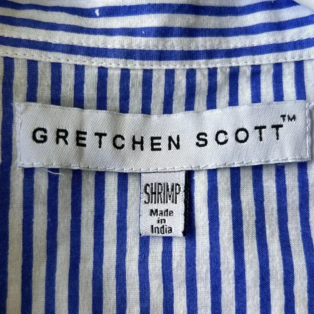 Gretchen Scott blue and white button shirt tunic cotton 3/4 sleeve Size XS - Picture 5 of 9